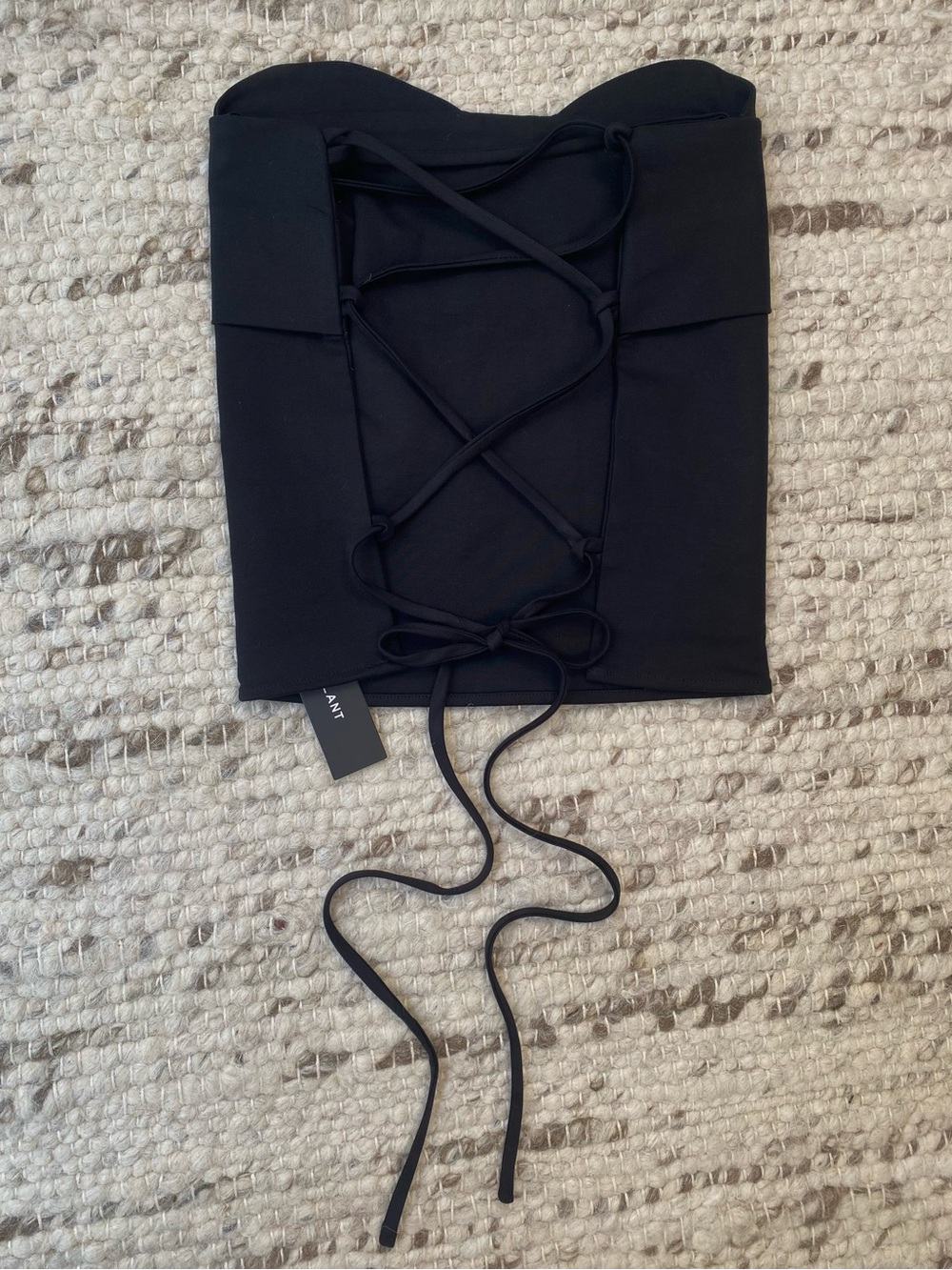 Toit Volant Black Lace Up Back Bandeau Crop Top, Size S NWT - Picture 5 of 8